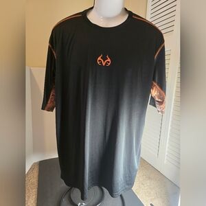 RealTree by Mountainaire Mens Short Sleeve Dry Fit Shirt Size 2XL Black Orange